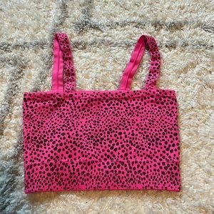 pink cheetah print crop top/bra, small